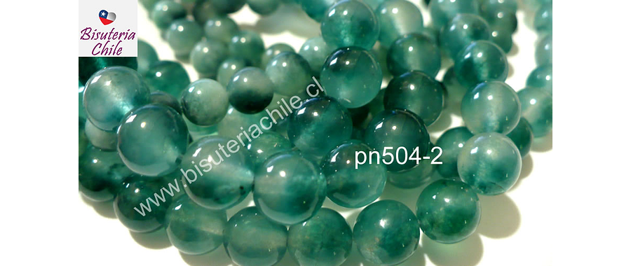 Jade tonos verdes 8 mm, tira de 47 piedras