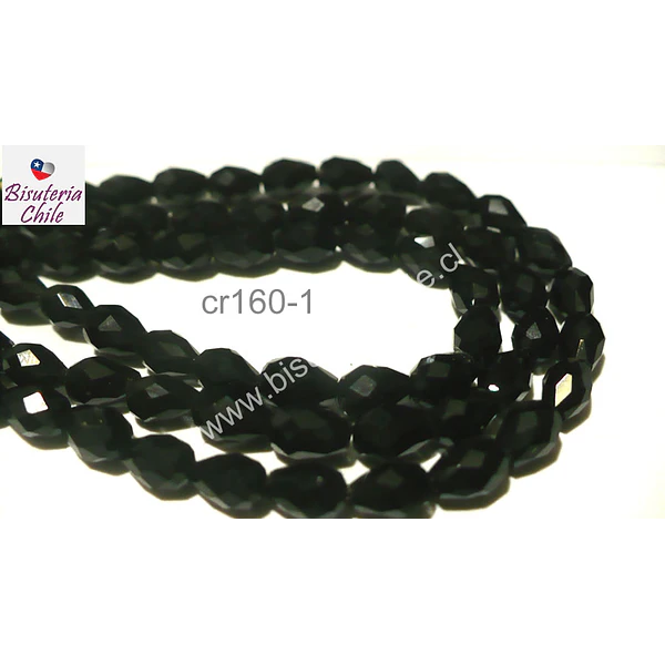 Cristal gota color negro 8 mm de largo por 6 mm de ancho, set de 20 unidades aprox 