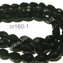 Cristal gota color negro 8 mm de largo por 6 mm de ancho, set de 20 unidades aprox 