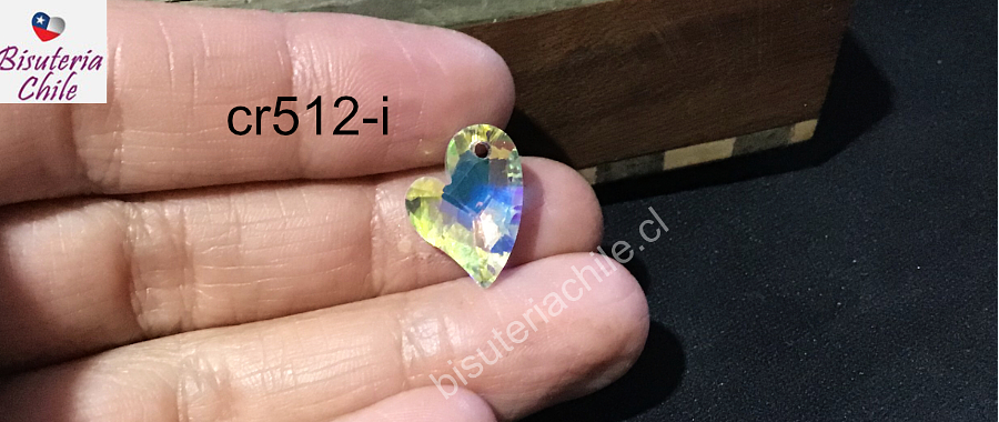 Cristal  tornasol en forma de corazón 17 x 13 mm,  para colgante, por por unidad