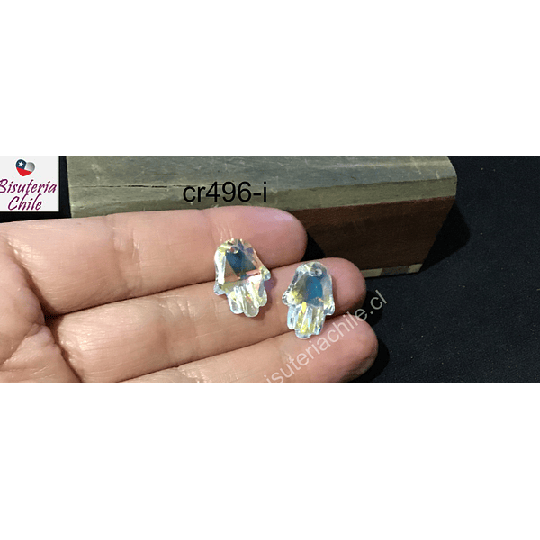 Mano de hamsa de cristal, colgante, 14x18 mm, set de 2 unidades