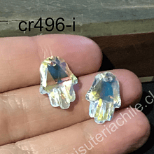 Mano de hamsa de cristal, colgante, 14x18 mm, set de 2 unidades