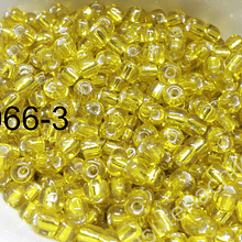 Mostacillon color amarillo cristal, bolsa de 40 grs. (6/0)