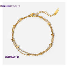 Pulsera acero baño de oro, 16.7 cm de largo más extensión