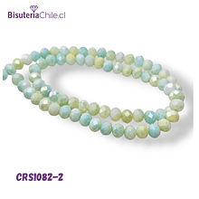 Cristal acuarela de 6 mm en  verdes, tira de 85 cristales aprox