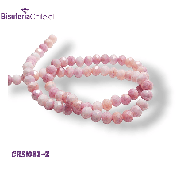 Cristal acuarela de 6 mm en tonos rosados, tira de 85 cristales aprox