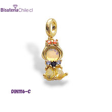 Colgante zirconia princesa  Bella, baño de oro 18 k, 26 x 10 mm, por unidad