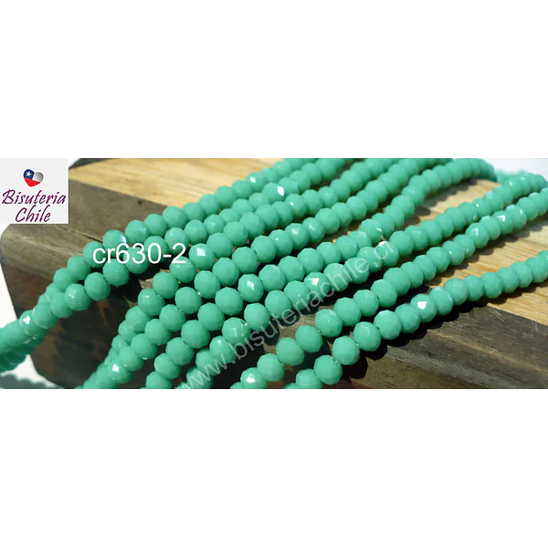 Cristal facetado color jade de 4 mm, tira de 125 cristales