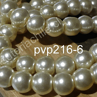 Perla Fantasía 8 mm, en color crema, tira de 105 perlas aprox