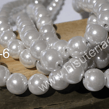 Perla Fantasía 8 mm, en color blanco, tira de 103 perlas aprox