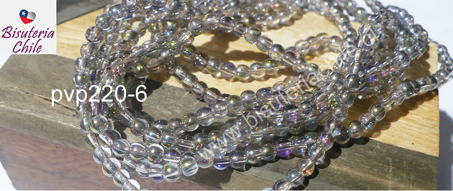 Perla de vidrio tono tornasol de 4 mm, tira de 125 perlas aprox