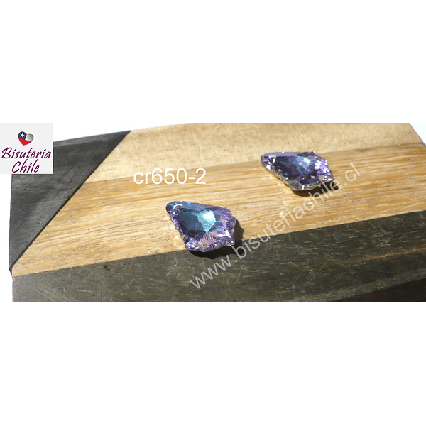 Cristal excelente calidad, austriaco, gota tornasol, con orificio superior 16 x 12 mm, por par