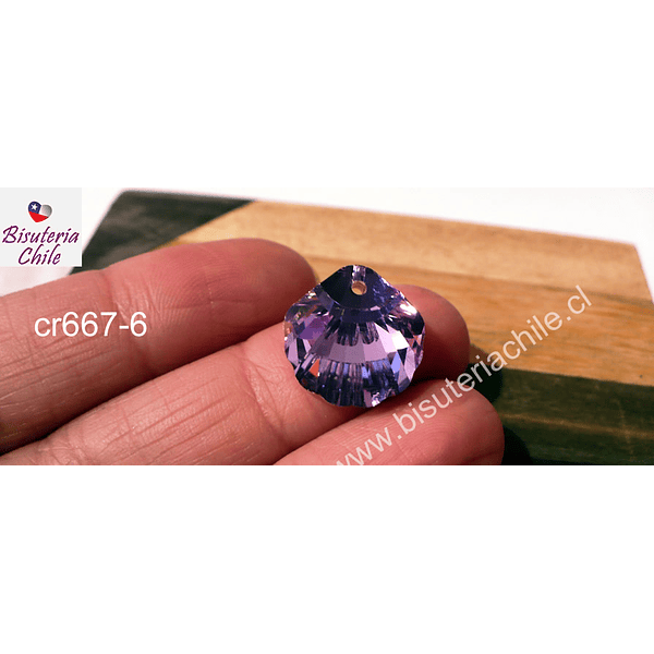 Cristal excelente calidad, austriaco, en forma de concha, con orificio superior 16 x 16 mm, color rosa tornasol, por unidad