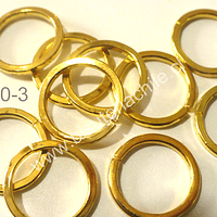 argolla dorada,  15 mm de diámetro, set de 10 unidades