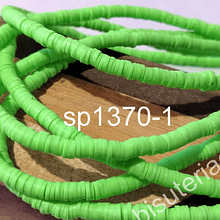 Fimo Tira de cuentas de goma, color verde manzana, 4 mm de diámetro, tira de 40 cm de largo aprox