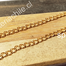 cadena acero dorado, 4 x 3 mm, por metro