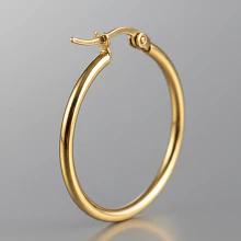 Aro con cierre, acero inoxidable 30 mm, por par, dorado
