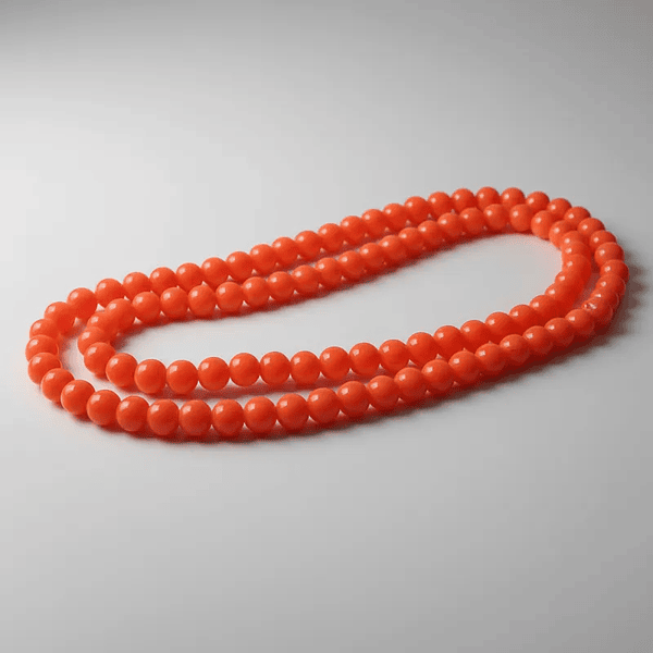 Perla de vidrio 6 mm naranjo, tira de 72 piedras aprox