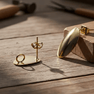 Bases de aro baño de oro, 14 x 7 mm, por par