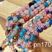 Agata de 4 mm en tonos celestes y rosados, tira de 92 piedras