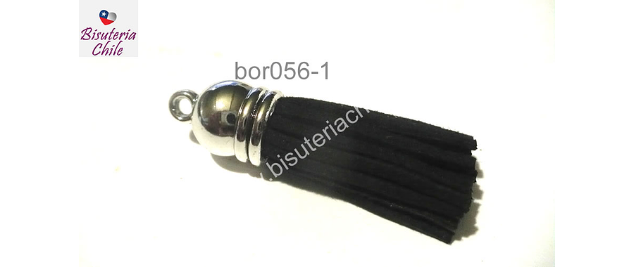 Borla negra base plateado 35 mm de ancho