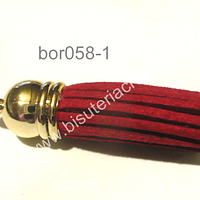 Borla roja base dorado, 35 mm, por unidad