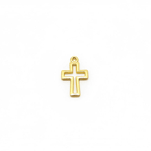 Dije dorado cruz, 17 mm de largo x 10 mm de ancho, set de 10 unidades