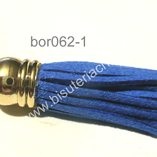 Borla azul base dorada, 35 mm, por unidad