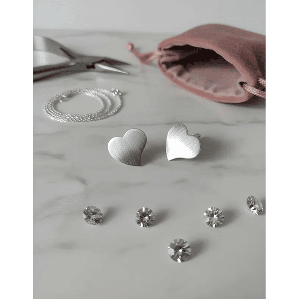 Base de aro baño de plata en forma de corazón, 15 mm, por par-