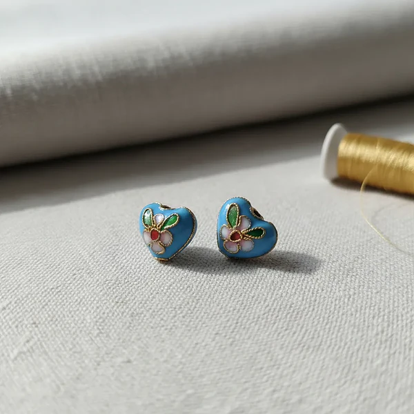 Perla española en forma de corazón TURQUESA, 11 x 12 mm, set de 2 unidades. San Valentin- COPIAR
