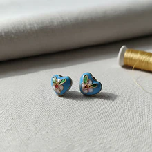 Perla española en forma de corazón TURQUESA, 11 x 12 mm, set de 2 unidades. San Valentin- COPIAR