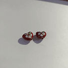 Perla española en forma de corazón rojo, 11 x 12 mm, set de 2 unidades. San Valentin