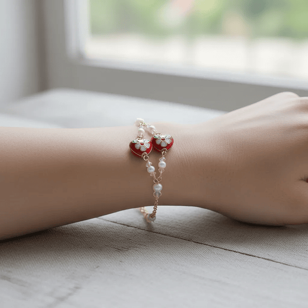 Perla española en forma de corazón rojo, 11 x 12 mm, set de 2 unidades. San Valentin