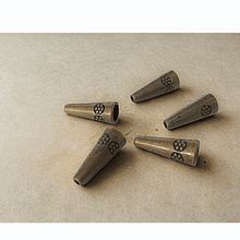 Separador y casquete envejecido con diseño, 20 mm de largo, 8 mm de ancho, agujero de 6 mm, set de 5 unidades