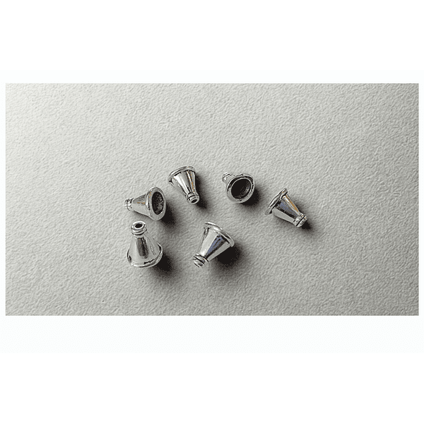 Casquete o separador plateado, 11 mm de largo por 10 mm de ancho, agujero de 7 mm, set de 6 unidades