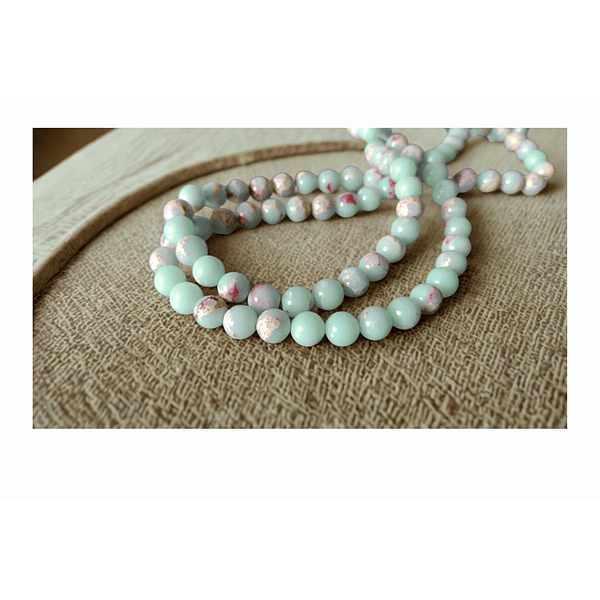 Jaspe aqua 8 mm, tira de 46 piedras aprox