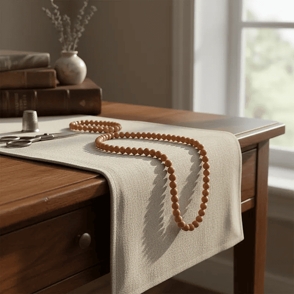 Perla de vidrio 6 mm café claro duro, tira de 72 piedras aprox