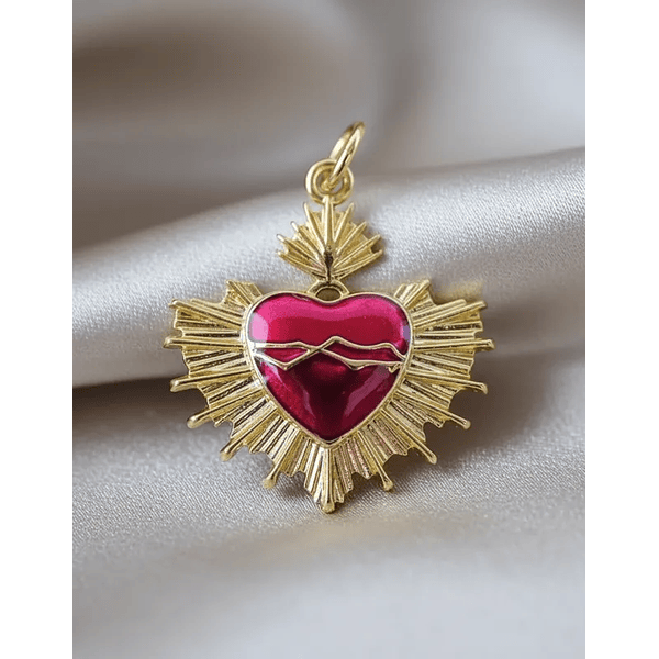 Dije corazón baño de oro con aplicación, 20 x 20 mm, por unidad