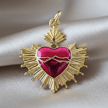 Dije corazón baño de oro con aplicación, 20 x 20 mm, por unidad