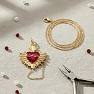 Dije corazón baño de oro con aplicación, 20 x 20 mm, por unidad