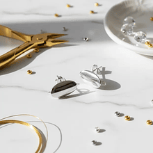 Bases de aro baño de plata, 14 x 7 mm, por par