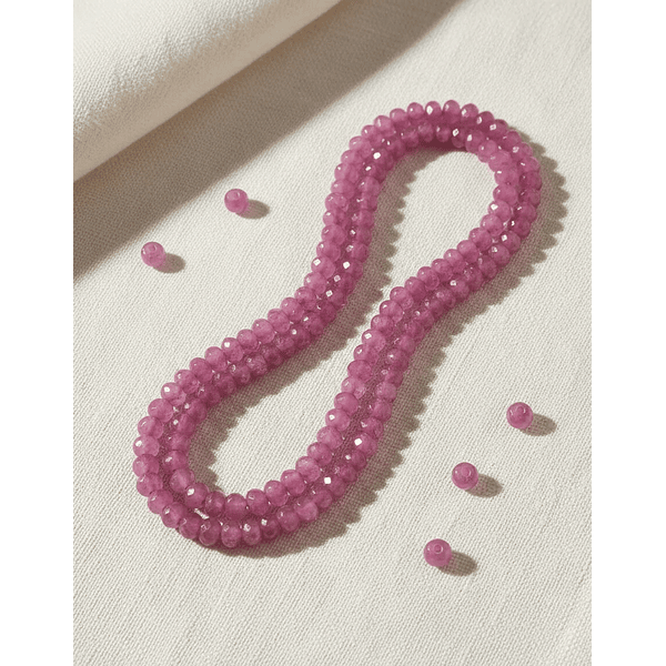 Agatas, Agata rondell rosa de 4 mm, tira de 115 piedras aprox