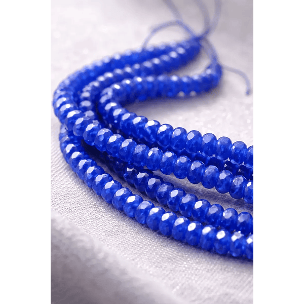 Agatas, Agata rondell azul medio de 4 mm, tira de 115 piedras aprox