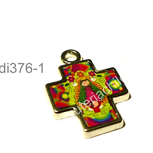 Dije esmaltado virgen en forma de cruz, 17 x 17 mm, por unidad