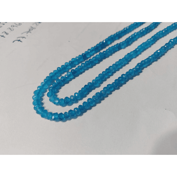 Agatas, Agata rondell celeste de 4 mm, tira de 115 piedras aprox