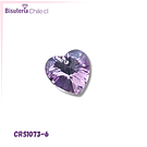 Cristal colgante corazón, rosa tornasol 12 mm, por unidad, con agujero superior