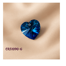 Cristal colgante corazón, azul tornasol 12 mm, por unidad