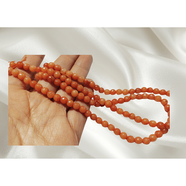 Agata en tonos naranjos de 6 mm, tira de 60 piedras aprox