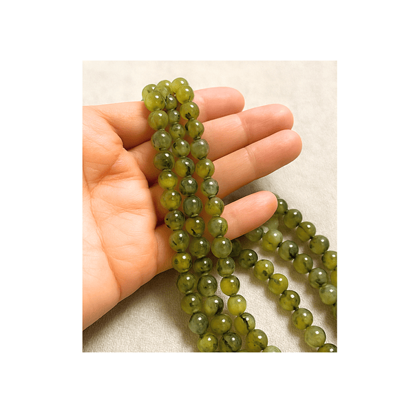 Agatas, Agata facetada en tonos verdes de 8 mm, tira de 46 piedras apróx