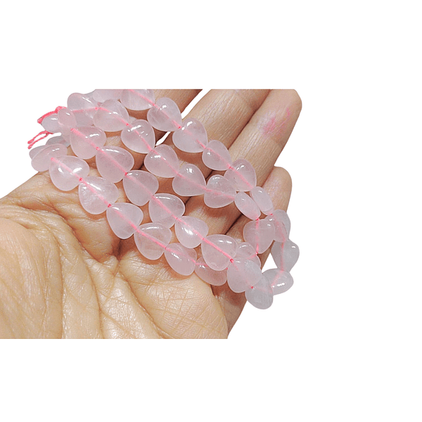 Corazón cuarzo rosado, 10 x 10 mm, set de 6 unidades
